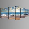 Beach Ocean Seascape 5-Panel Framed Canvas Print Wall Art