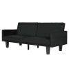 Modern Black Microfiber Upholstered Sofa Bed with Classic Wood Feet