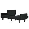 Modern Black Microfiber Upholstered Sofa Bed with Classic Wood Feet