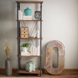 Living Room Kitchen Storage 4-Shelf Bookcase Bookshelf Vintage Industrial Style