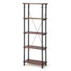 Living Room Kitchen Storage 4-Shelf Bookcase Bookshelf Vintage Industrial Style