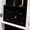 Full Length Tilting Cheval Mirror Jewelry Armoire Cabinet in Gloss White Wood Finish