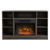 Tall TV Stand Electric Fireplace in Brown Oak Finish
