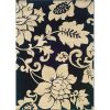 Black / Ivory Floral Design Indoor Area Rug (5' x 7'3)