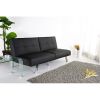 Black Leatherette Foldable Click-Clack Futon Sofa Bed