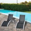 3 Piece Complete Black Outdoor Patio Pool Lounger Set