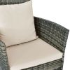 3 Piece Gray Brown Patio Rattan Chairs and Table Set with Cushions