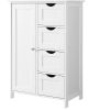 4 Drawer Adjustable Shelf White Bathroom Storage Cabinet