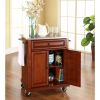 Stainless Steel Top Portable Kitchen Island Cart in Classic Cherry