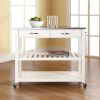 Stainless Steel Top Kitchen Cart Island in White on Casters