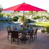 Outdoor Patio 11-Ft Market Umbrella with Red Shade Canopy