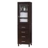 Espresso Wood Linen Tower Bathroom Storage Cabinet with Glass Paneled Door