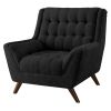 Modern Classic Mid-Century Style Black Upholstered Arm Chair