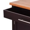 Modern Black Bamboo Kitchen Island Cart with Wood Top