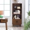 Modern Classic Mid-Century Style Bookcase Cabinet in Wallnut Wood Finish