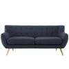Modern Navy Blue Linen Upholstered Mid-Century Style Sofa Loveseat