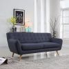 Modern Navy Blue Linen Upholstered Mid-Century Style Sofa Loveseat