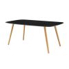 Modern Classic Mid-Century Style Black Top Coffee Table with Solid Wood Legs