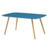 Modern Mid-Century Blue Top Coffee Table with Solid Wood Legs