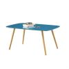Modern Mid-Century Blue Top Coffee Table with Solid Wood Legs