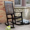 Set of 2 - Indoor/Outdoor Patio Porch Black Slat Rocking Chairs