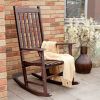 Indoor/Outdoor Patio Porch Dark Brown Slat Rocking Chair