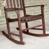 Set of 2 - Indoor/Outdoor Patio Porch Dark Brown Slat Rocking Chairs