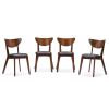 Modern Mid-Century Style 5-Piece Dining Set in Dark Brown Walnut Finish