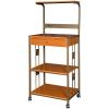 Steel and Wood Kitchen Utility Microwave Cart in Cherry