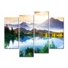 Mountain Forest Lake 4-Panel Wall Art Canvas Print Picture