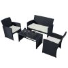 Modern 4-Piece Outdoor Black PE Rattan Patio Furniture Set