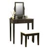 Contemporary Espresso Vanity Set with Beveled Mirror