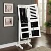 Modern Jewelry Armoire Full Length Tilting Cheval Mirror in Gloss White Finish