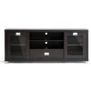 Modern Glass Door TV Stand in Dark Brown