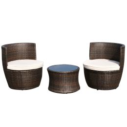 Modern 3-Piece Stackable Rattan Patio Furniture Set with Cushions