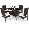 Modern Outdoor 5-Piece PE Rattan Patio Dining Set