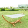 White Cotton Polyester Hammock with 10.5 Ft Crescent Wood Stand