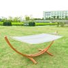 White Cotton Polyester Hammock with 10.5 Ft Crescent Wood Stand