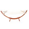 White Cotton Polyester Hammock with 10.5 Ft Crescent Wood Stand