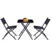 Outdoor 3-Piece Folding Bistro Patio Set with Table and Chairs