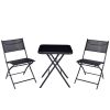 Outdoor 3-Piece Folding Bistro Patio Set with Table and Chairs