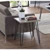 Modern Classic Vintage Style End Table with Wood Top and Metal Legs