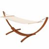 Outdoor 10-ft Arc Wood Hammock Stand with Cotton Polyester Hammock