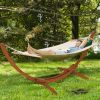 Outdoor 10-ft Arc Wood Hammock Stand with Cotton Polyester Hammock