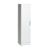 White Tall Storage Cabinet for Brooms and Mops