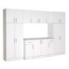 White Tall Storage Cabinet for Brooms and Mops