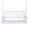 White 4.5-ft Slat-Back Solid Wood Porch Swing with Chain