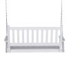 White 4.5-ft Slat-Back Solid Wood Porch Swing with Chain