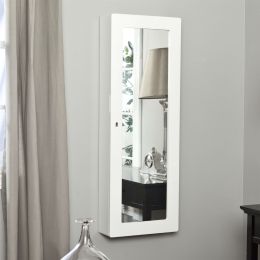 Wall Mounted Wood Jewelry Cabinet Armoire in Gloss White