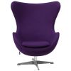 Purple Wool Fabric Upholstered Mid-Century Style Arm Chair